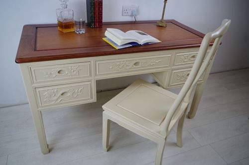 Picture of Carved Rosewood Desk and Chair