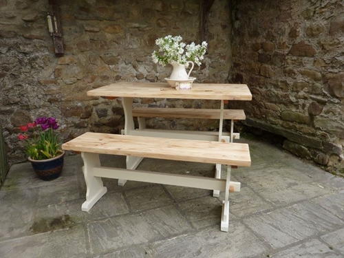 Picture of Farmhouse Pine table with Matching Benches