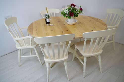 Picture of Extended Oval Pine Pedestal Table and 6 Beech Chairs