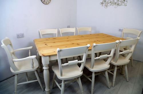 Picture of Pine 6ft Farmhouse Table and 8 Beech Oxford Bar Back Chairs