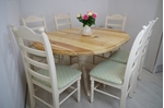 Picture of Oval pine pedestal table and 6 beech ladder backed chairs 