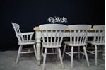 Picture of Lightly Distressed 6ft Pine Farmhouse Table + 8 Beech Slatback Chairs.