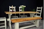 Picture of Oak Refectory 6 ft Table, 4 Oak Chairs + Rustic Pine Bench