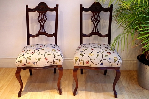 Picture of Pair of Antique Edwardian Upholstered Chairs