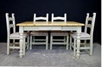 Picture of 4'6" Pine Farmhouse Table With Drawer & 4 Upholstered Farmhouse Chairs