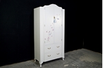 Picture of Petite Vintage Breakfront Wardrobe with Flower Art