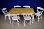 Picture of 5ft Pine Farmhouse Table + 6 Spindleback chairs- Bianco Brillante FF1357